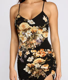 Floral Asymmetric Ruched Midi Dress