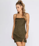 Satin Leopard Print Mini Dress