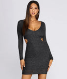 Ribbed Knit Cut Out Midi Dress