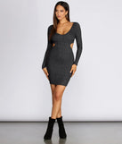 Ribbed Knit Cut Out Midi Dress