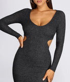 Ribbed Knit Cut Out Midi Dress