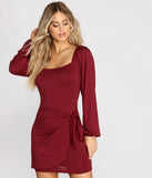 Tie Front Long Sleeve Mini Dress