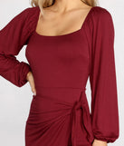Tie Front Long Sleeve Mini Dress