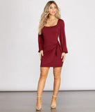 Tie Front Long Sleeve Mini Dress