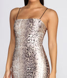 Satin Snake Print Mini Dress