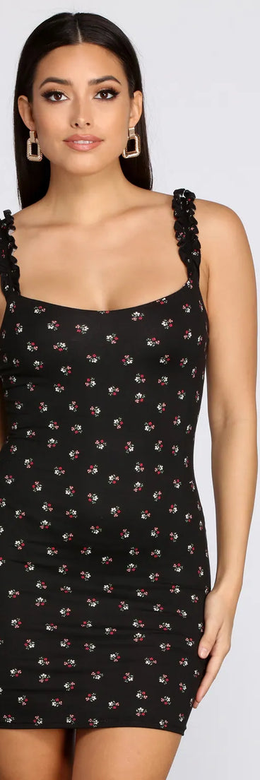 Ditsy Floral Doll Ruffle Mini Dress