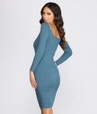 Long Sleeve Ribbed Midi Dress