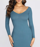 Long Sleeve Ribbed Midi Dress