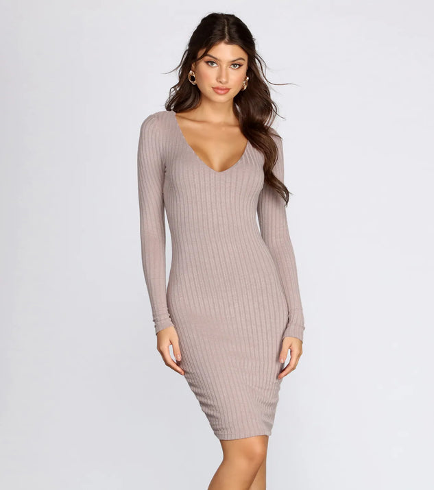 Long Sleeve Knit Midi Dress