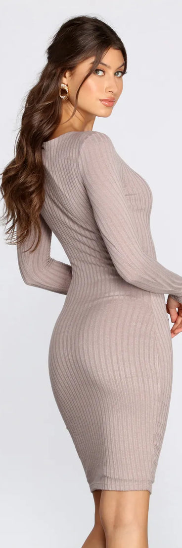 Long Sleeve Knit Midi Dress