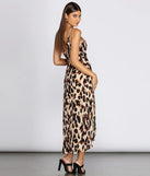 Leopard Print Wrap Front Midi Dress