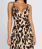 Leopard Print Wrap Front Midi Dress