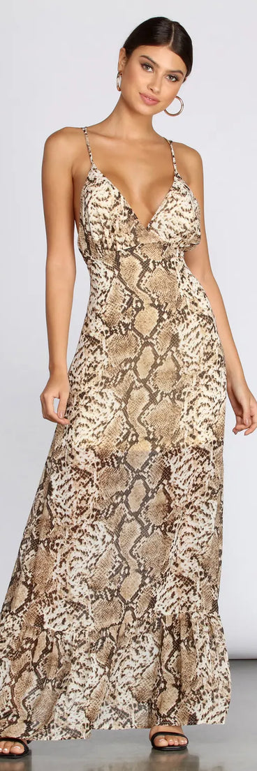 Sleeveless Leopard Chiffon Maxi Dress