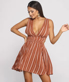 Season of Stripes Cutout Gauze Mini Dress