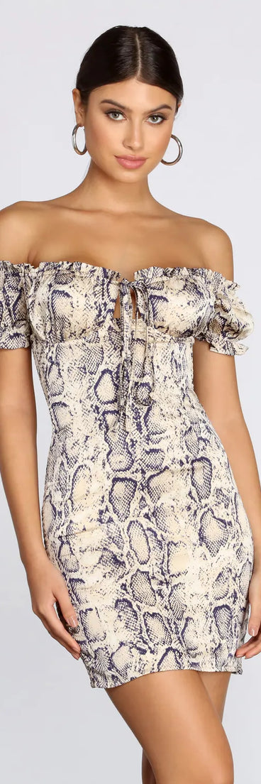 Keeping It Fierce Snake Mini Dress