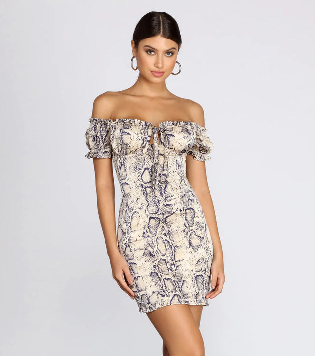Keeping It Fierce Snake Mini Dress