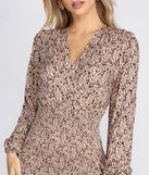 Leopard Print Surplice Smocked Mini Dress