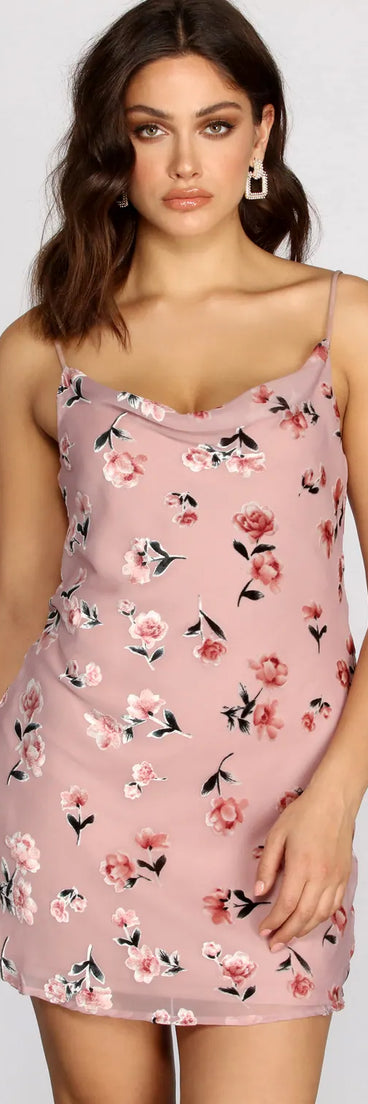 Forever Floral Mesh Burnout Velvet Mini Dress