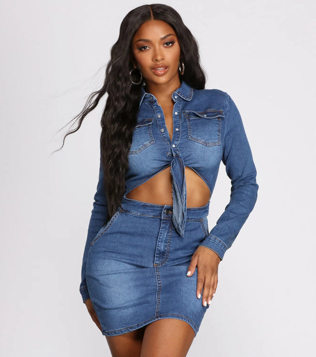 Denim Dreamer Tie Front Dress