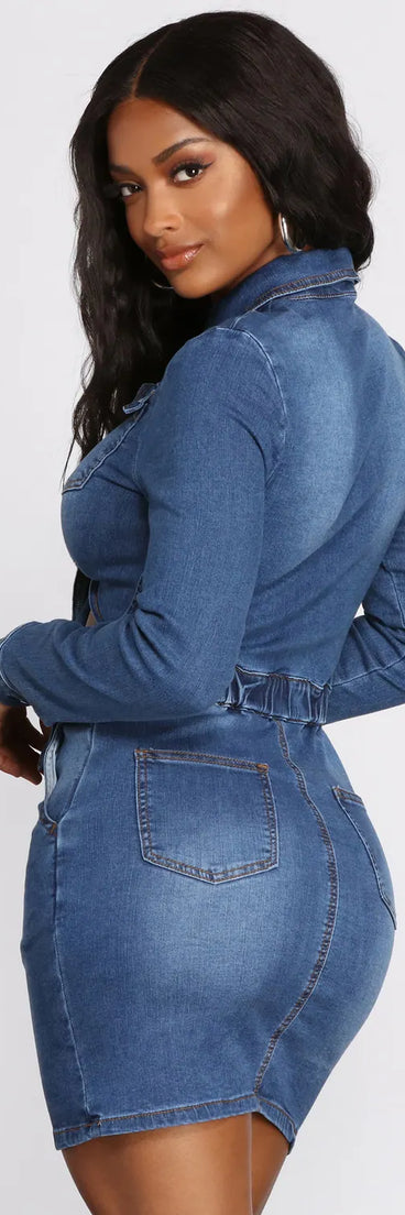 Denim Dreamer Tie Front Dress