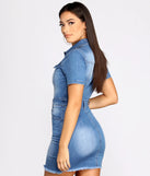 Button Up In Denim Frayed Dress