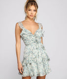 Romantic Floral Ruffled Chiffon Skater Dress