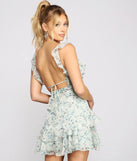 Romantic Floral Ruffled Chiffon Skater Dress