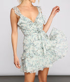 Romantic Floral Ruffled Chiffon Skater Dress
