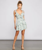Romantic Floral Ruffled Chiffon Skater Dress & Windsor