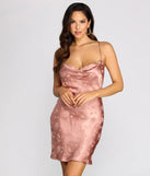 Full Bloom Satin Cowl Mini Dress