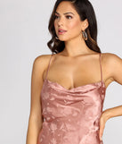 Full Bloom Satin Cowl Mini Dress