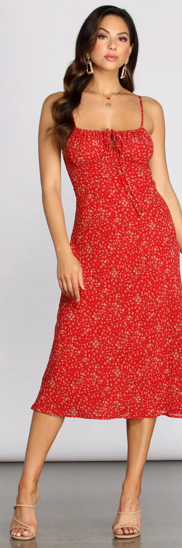 Sprung On Florals Chiffon Midi Dress