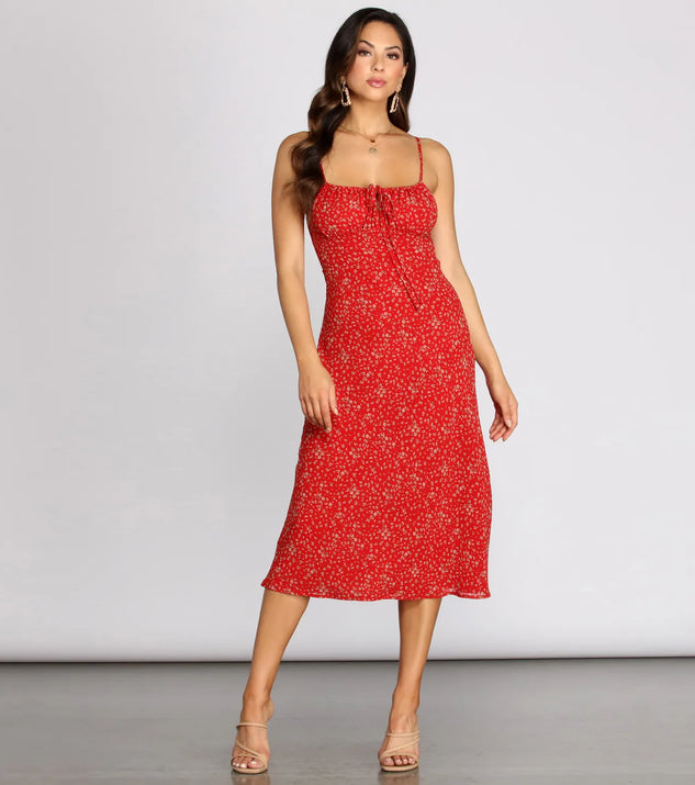 Sprung On Florals Chiffon Midi Dress