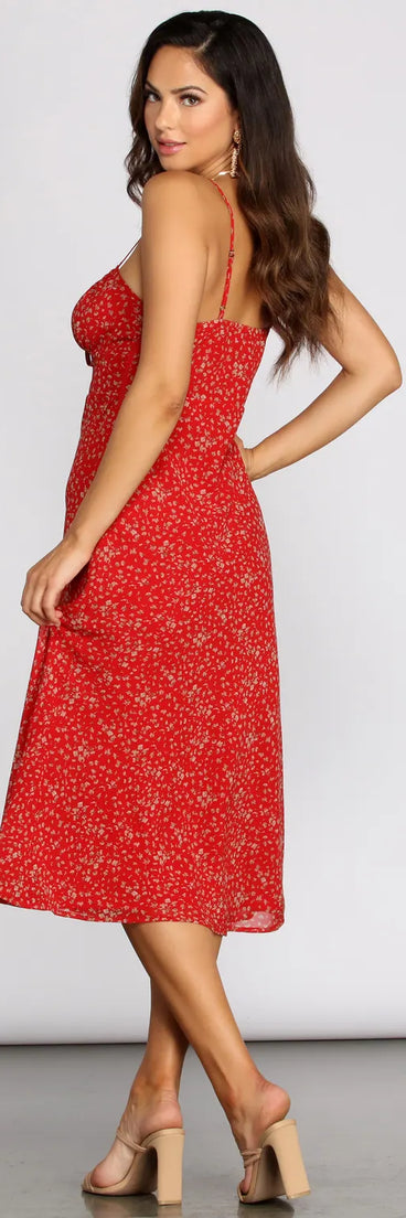 Sprung On Florals Chiffon Midi Dress