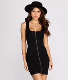Denim Diva Zip Front Mini Dress