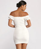 Show 'Em Off Shoulder Smocked Mini Dress