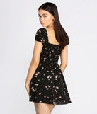 Square Neck Floral Mini Dress