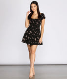 Square Neck Floral Mini Dress