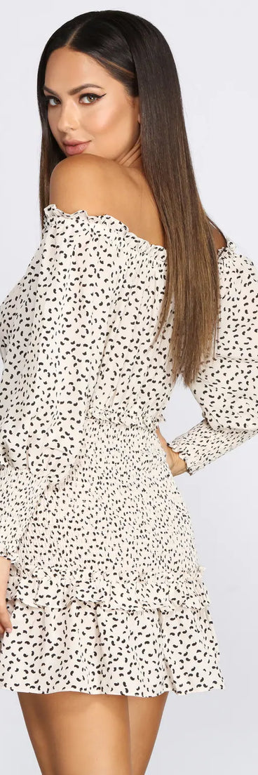 Ruffle Up Chiffon Off Shoulder Mini Dress