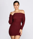 Off Shoulder Knit Mini Dress