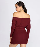 Off Shoulder Knit Mini Dress