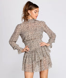 Falling For It Ruffled Chiffon Leopard Print Dress