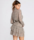 Falling For It Ruffled Chiffon Leopard Print Dress