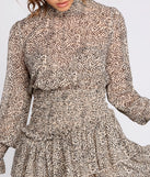 Falling For It Ruffled Chiffon Leopard Print Dress