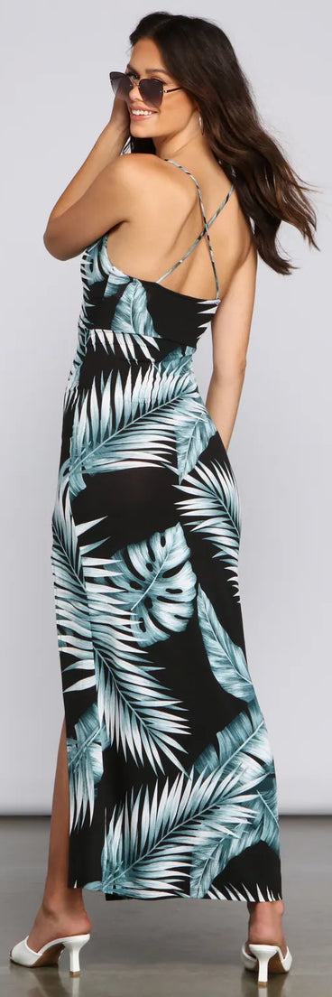 Major Jetsetter Tropical Print Maxi Dress