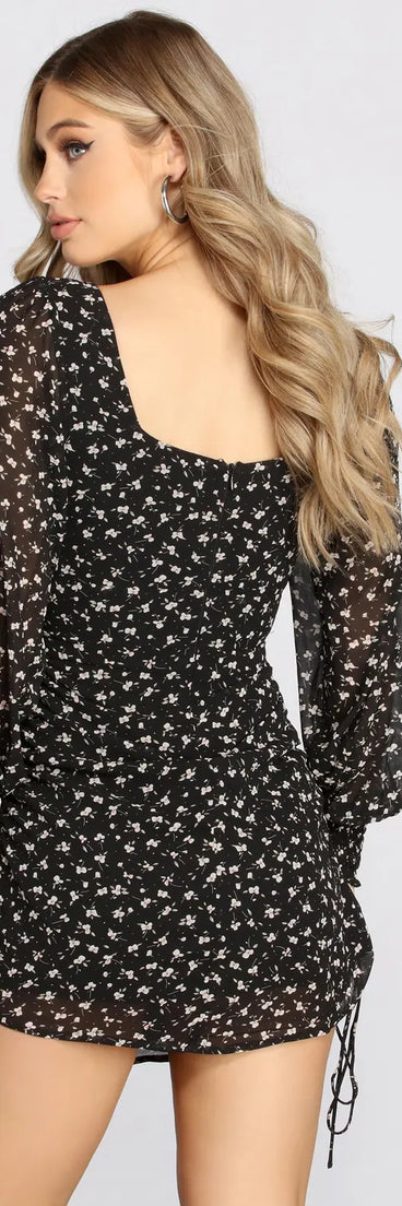 Flirty Florals Blouson Mini Dress