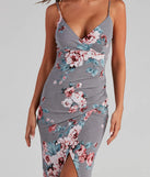 Floral Moment Asymmetrical High Slit Midi Dress