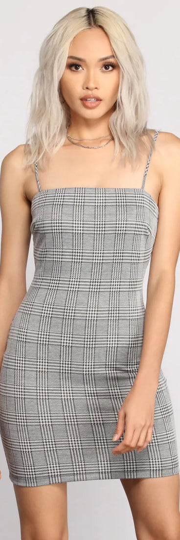 Pretty In Plaid Knit Mini Dress