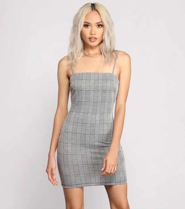 Pretty In Plaid Knit Mini Dress