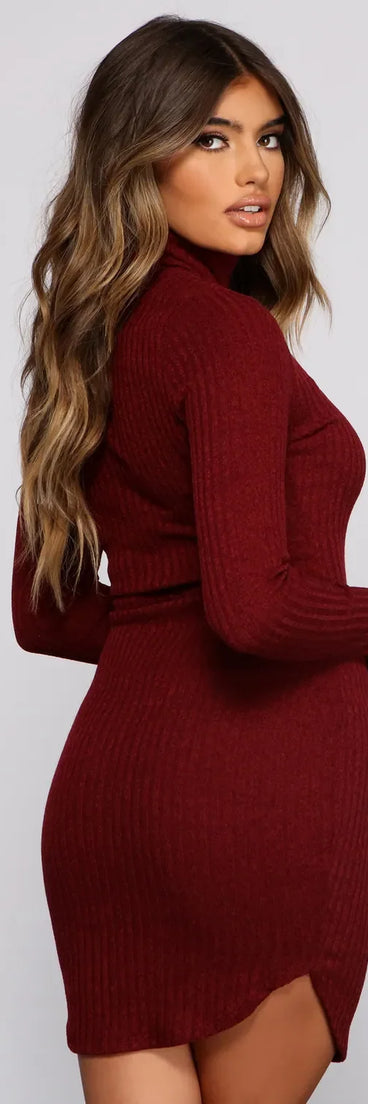 Knit Girl Turtleneck Mini Dress